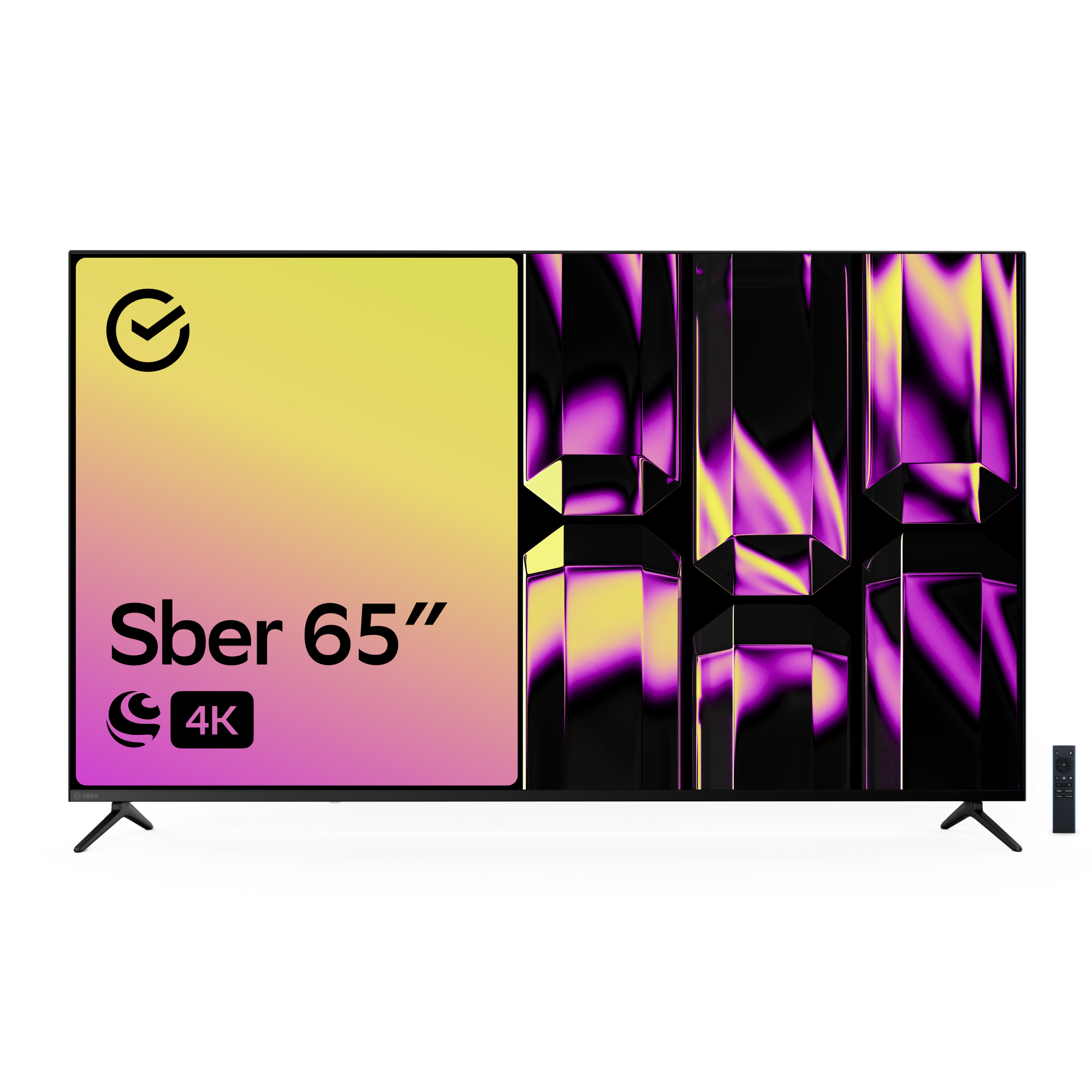 Умный телевизор Sber SDX-65U4124B, цвет чёрный - фото 1