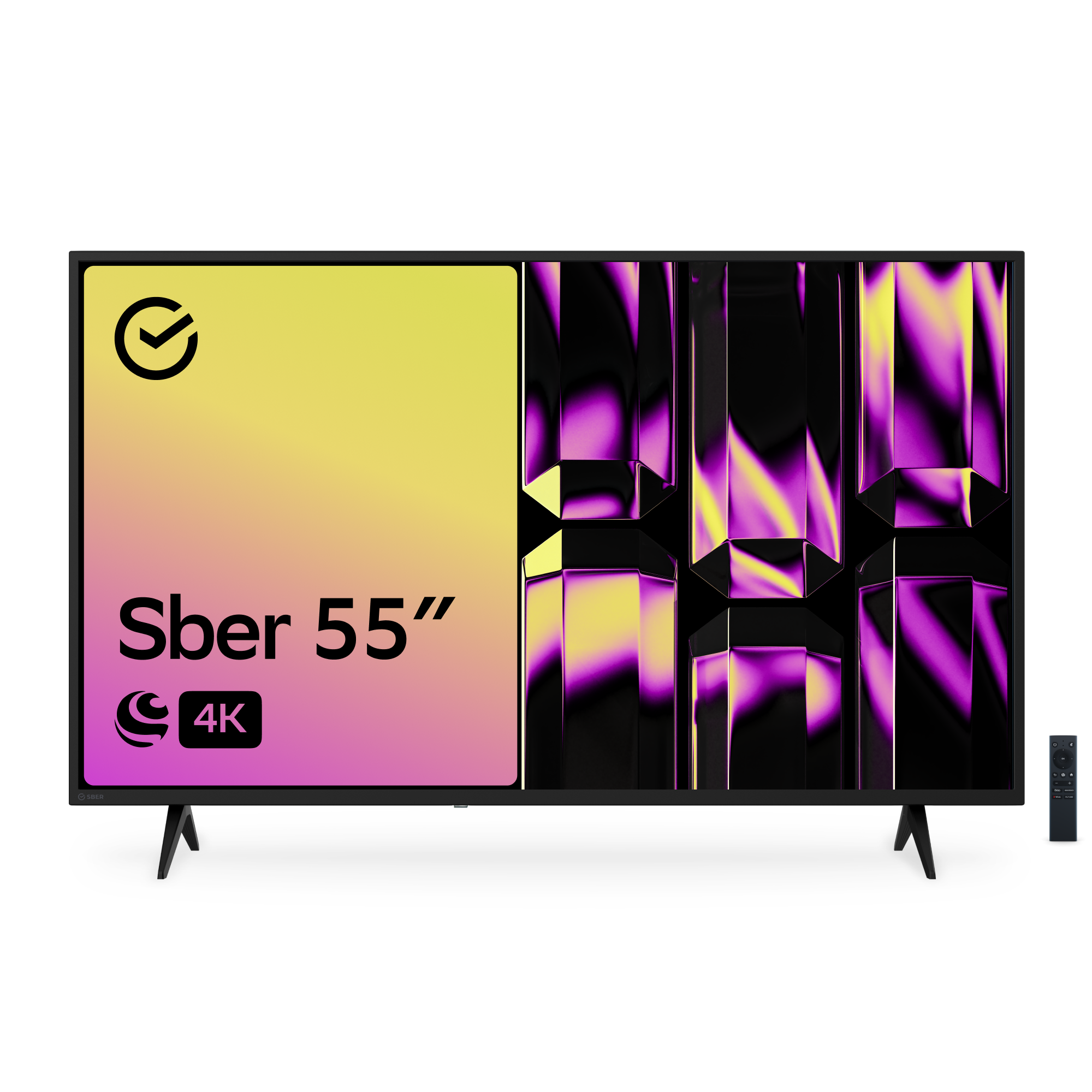Умный телевизор Sber SDX-55U4010B, цвет чёрный - фото 1